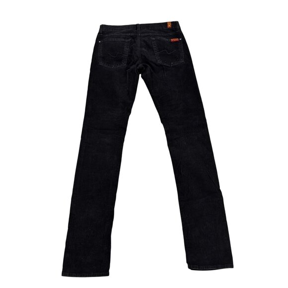 7 For All Mankind Black Corduroy Jeans Size 26 Mid-Rise Straight Leg Womens Pant - Picture 2 of 13